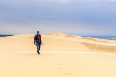 La Teste-De-Buch, Fransa -Eki 12, 2016: Pilat Dune (Grande Dune du Pilat), Avrupa'nın en yüksek kum ulağı.