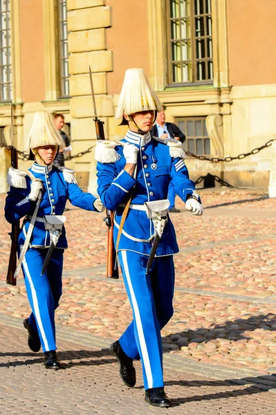 Stockholm Suecia Sep 2016 Cambio Guardia Cerca Del Palacio Real —  Fotos de Stock