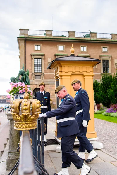 Stockholm Sverige Sep 2016 Oidentifierad Soldat Vaktbytet Nära Kungliga Slottet — Stockfoto