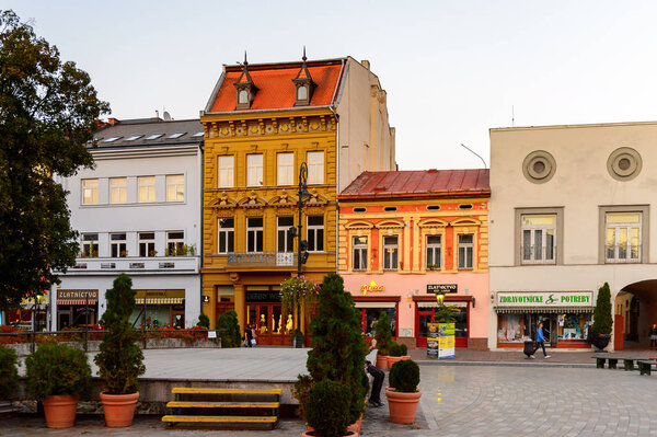 KOSICE, SLOVAKIA - SEP 25, 2016: Architecture in the evening of Kosice, the biggest city in eastern Slovakia. It was the European Capital of Culture in 2013