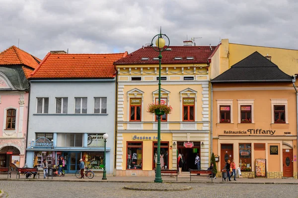 Kieżmark Słowacja Września 2016 Kolorowe Domy Przy Głównej Ulicy Miasta — Zdjęcie stockowe