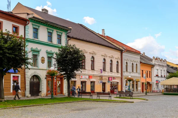 Kezmarok Eslováquia Sep 2016 Casas Coloridas Rua Principal Kezmarok Eslováquia — Fotografia de Stock