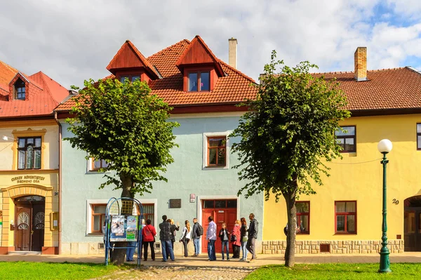 Kezmarok Slovakien Sep 2016 Färgglada Hus Huvudgatan Kezmarok Slovakien Liten — Stockfoto