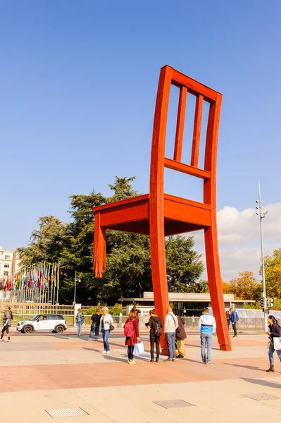 Genève Zwitserland Oct 2016 Gebroken Stoel Vierkant Van Naties Place — Stockfoto