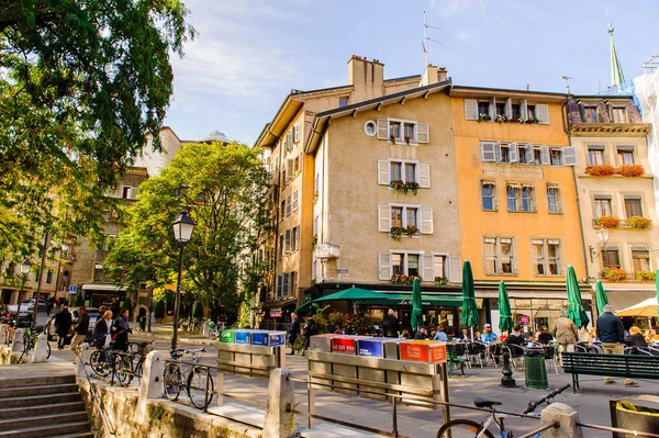 Geneva Switzerland Oct 2016 Restaurante Genebra Suíça Uma Cidade Global — Fotografia de Stock