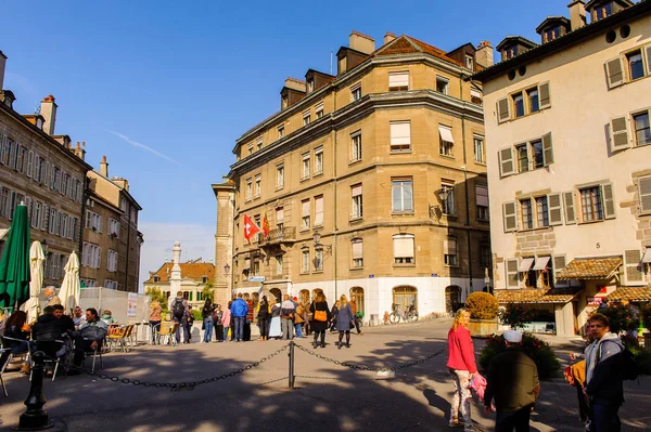 Geneva Switzerland Oct 2016 Restaurant Geneva Switzerland Global City Financial — Stock Photo, Image