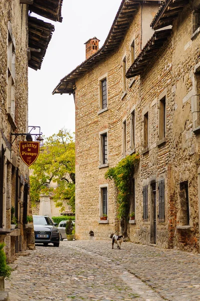 Perouges France Oct 2016 Rue Étroite Perouges France Ville Fortifiée — Photo