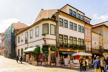 Braga, Portekiz - 14 Ekim 2016: Braga'nın tarihi bir bölümü, Portekiz. Şehir 2012 yılında Avrupa Gençlik Başkenti oldu.