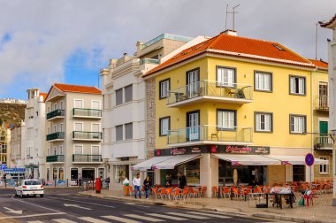 Nazare, Portekiz - 15 Ekim 2016: Nasıra, Portekiz. Bu Silver Coast (Costa de Prata en popüler sahil beldelerinden biridir)
