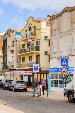 Nazare, Portekiz - 15 Ekim 2016: Nasıra Lı'nın Mimarisi, Portekiz. Bu Silver Coast (Costa de Prata en popüler sahil beldelerinden biridir)