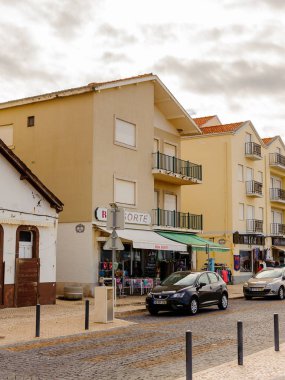 Nazare, Portekiz - 15 Ekim 2016: Nasıra Lı'nın Mimarisi, Portekiz. Bu Silver Coast (Costa de Prata en popüler sahil beldelerinden biridir)