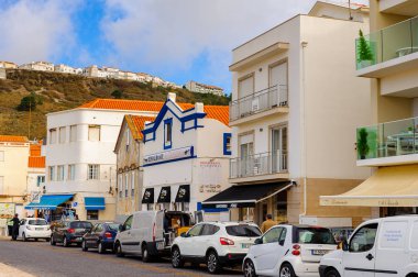 Nazare, Portekiz - 15 Ekim 2016: Nasıra Lı'nın Mimarisi, Portekiz. Bu Silver Coast (Costa de Prata en popüler sahil beldelerinden biridir)