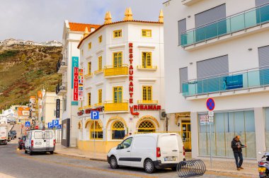 Nazare, Portekiz - 15 Ekim 2016: Nasıra Lı'nın Mimarisi, Portekiz. Bu Silver Coast (Costa de Prata en popüler sahil beldelerinden biridir)