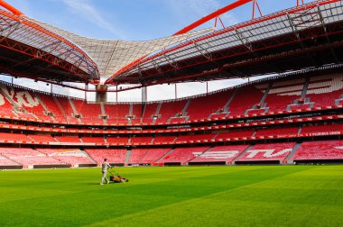 Lizbon, Portekiz - 17 Ekim 2016: Estadio da Luz Tribünü (Stadium of Light), S.L. Benfica stadyumu. Euro 2004 için inşa edilmiştir.