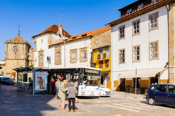 Braga, Portekiz - 14 Ekim 2016: Braga'nın tarihi bir bölümü, Portekiz. Şehir 2012 yılında Avrupa Gençlik Başkenti oldu.