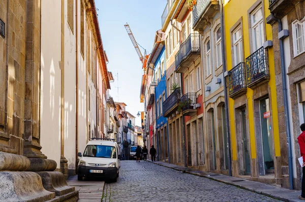 Braga, Portekiz - 14 Ekim 2016: Braga'nın tarihi bir bölümü, Portekiz. Şehir 2012 yılında Avrupa Gençlik Başkenti oldu.