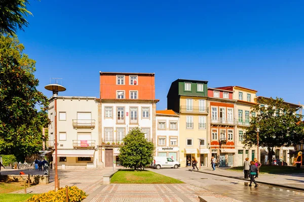 Braga, Portekiz - 14 Ekim 2016: Braga'nın tarihi bir bölümü, Portekiz. Şehir 2012 yılında Avrupa Gençlik Başkenti oldu.