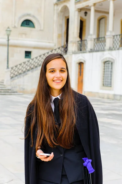 Коимбра Португалия Октября 2016 Года Неизвестный Студент Университета Коимбры Школьном — стоковое фото