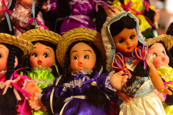 Cidade México Mex Oct 2016 Pequenas Bonecas Mexicanas Vestido Tradicional — Fotografia de Stock