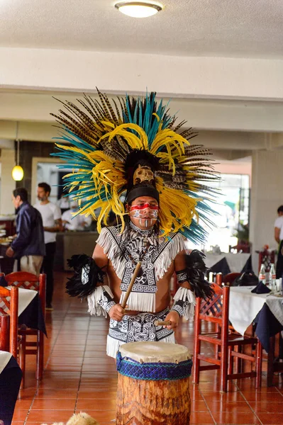 Mexico City Mex Eki 2016 Aztek Gibi Giyinmiş Kimliği Belirsiz — Stok fotoğraf