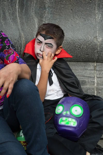 Puebla México Oct 2016 Menino Não Identificado Vestido Drácula Para — Fotografia de Stock