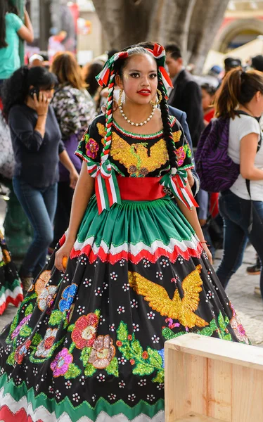Puebla México Octubre 2016 Mujer Identificada Viste Traje Nacional Para — Foto de Stock