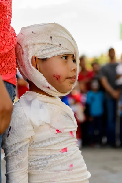 Oaxaca Mexiko 2016 Unidentifizierter Junge Verkleidet Als Mumie Für Den — Stockfoto