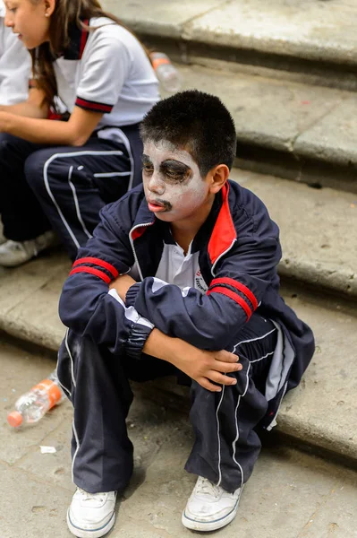 Оаксака Мехико Октября 2016 Года Неопознанный Мальчик Одетый Дню Мертвых — стоковое фото