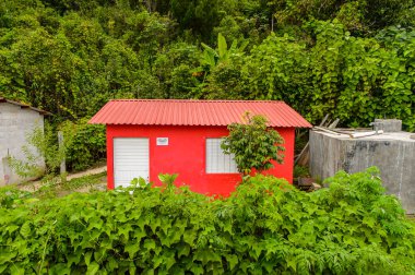 Chiapas, Meksika - 2 Kasım 2016: Meksika'nın Chiapas eyaletindeki maya köylerinden birinde ev. Burada maya kökenli gerçek insanlar canlı