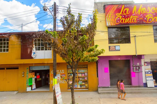 オアハカ メキシコ 10月 2016 オアハカ フアレスの異なる色の家 メキシコ 町の名前はナワトル語の名前Huaxyacacに由来しています — ストック写真