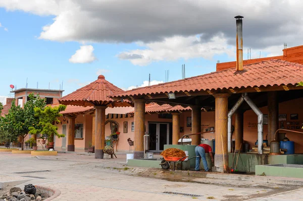 オアハカ メキシコ 10月 2016 エルレイ マタトラン メキシコのオアハカ近郊 と呼ばれるメスカルの生地は メキシコ起源の植物 アガベの任意のタイプから蒸留アルコール飲料を生産します — ストック写真