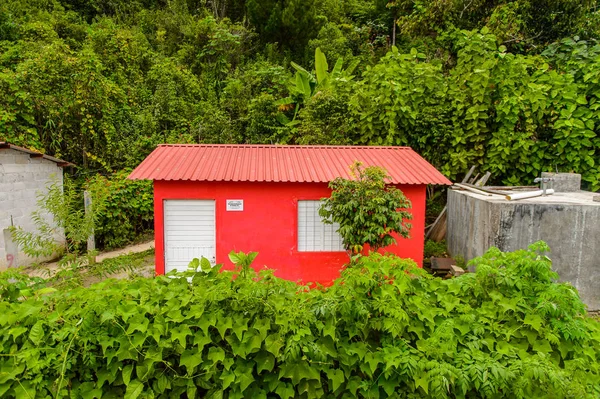 Chiapas, Meksika - 2 Kasım 2016: Meksika'nın Chiapas eyaletindeki maya köylerinden birinde ev. Burada maya kökenli gerçek insanlar canlı