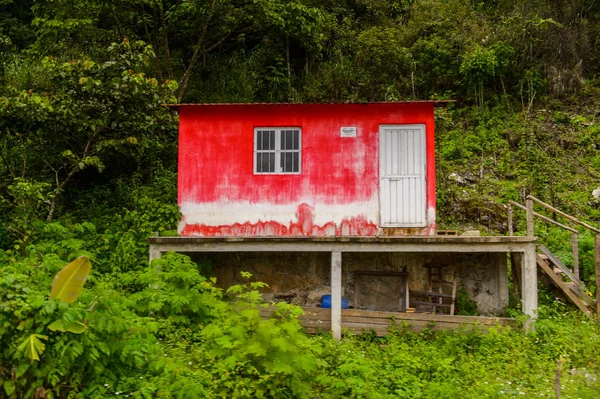 Chiapas, Meksika - 2 Kasım 2016: Meksika'nın Chiapas eyaletindeki maya köylerinden birinde ev. Burada maya kökenli gerçek insanlar canlı