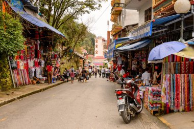 Sapa, Vietnam - 20 Eylül 2014: Sapa Mimarisi, Lao Cai, Vietnam. Sapa, Sapa bölgesinin bir sınır şehri ve başkentidir.