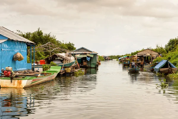Lake Tonle Sap Combodia Sep 2014 Vida Real Aldea Chong — Foto de Stock
