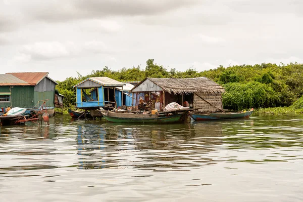 Lake Tonle Sap Combodia Sep 2014 Bateaux Maisons Village Chong — Photo