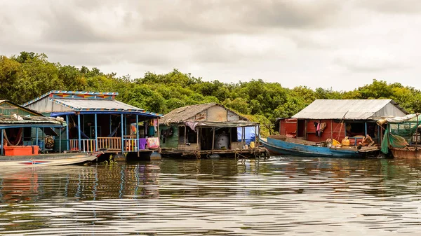 Lake Tonle Sap Combodia Sep 2014 Bateaux Maisons Village Chong — Photo