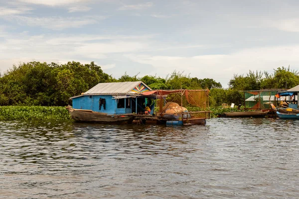 Озеро Tonle Sap Combodia Вересня 2014 Плаваючі Села Чонг Кмон — стокове фото