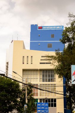 Ho Chi Minh, Vietnam - Eki 5, 2014: Hochiminh (Saygon) bir sokakta Evler. Saygon Vietnam'ın en büyük şehridir.