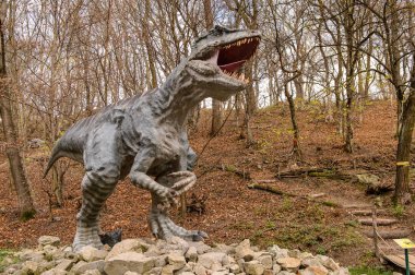 Bratislava, Slovakya - 18 Ekim 2015: Bratislava Dinopark Gigantosaurus, Slovakya. Bir f Bratislava, Slovakya popüler attections.