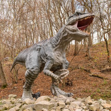 Bratislava, Slovakya - 18 Ekim 2015: Bratislava Dinopark Gigantosaurus, Slovakya. Bir f Bratislava, Slovakya popüler attections.