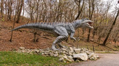 Bratislava, Slovakya - 18 Ekim 2015: Bratislava Dinopark Gigantosaurus, Slovakya. Bir f Bratislava, Slovakya popüler attections.