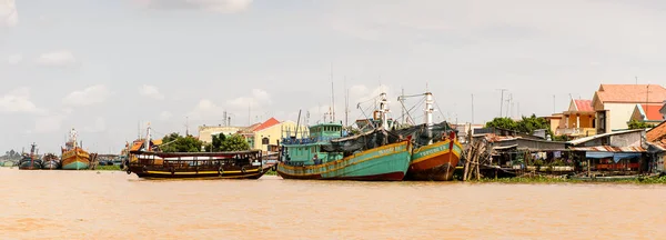 Tien Giang Province Vietnam Okt 2014 Boten Mekong Rivier Zuid — Stockfoto
