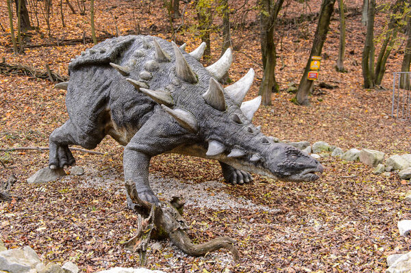 BRATISLAVA, SLOVAKIA - OCT 18, 2015: Sauropelta in DinoPark in Bratislava, Slovakia. One f the popular attections in Bratislava, Slovakia.