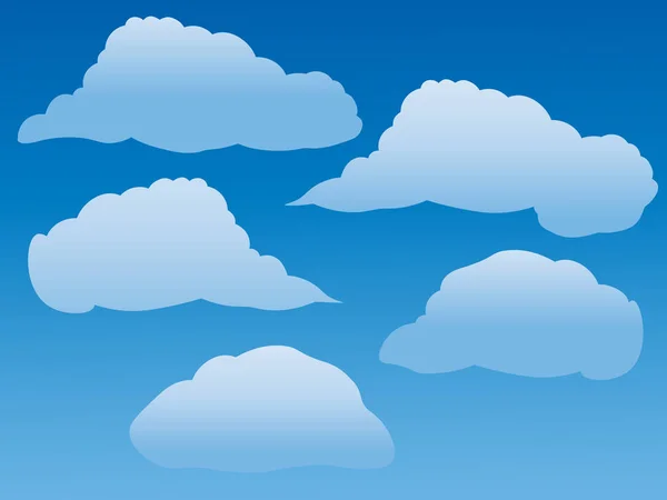 Vektor Handgezeichnetes Set Der Farbigen Hellblauen Wolken Auf Blauem Hintergrund — Stockvektor