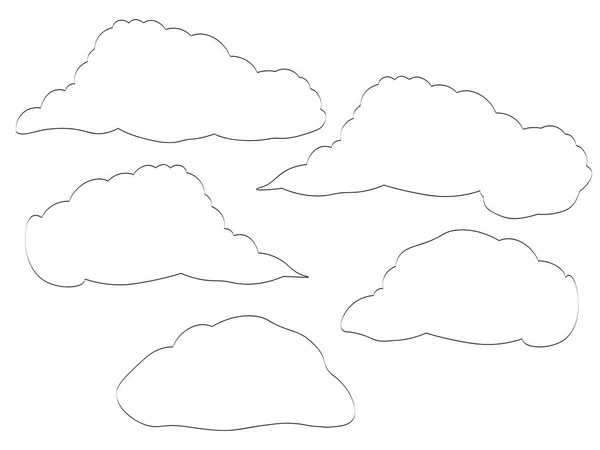 Vektor Handgezeichnete Reihe Einfacher Linienwolken Illustrationen Für Dekoration Vorlagen Kinderbücher — Stockvektor