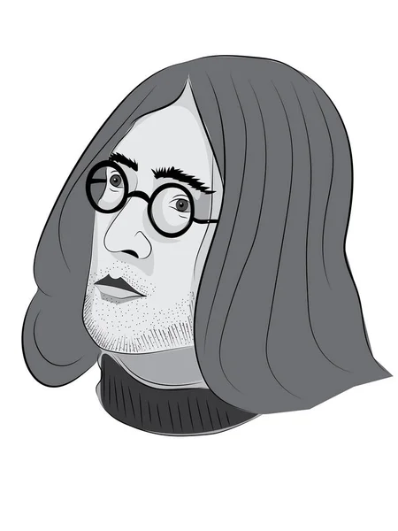 Maio 2018 Retrato Colorido Ilustração John Lennon Com Cabelos Longos — Vetor de Stock