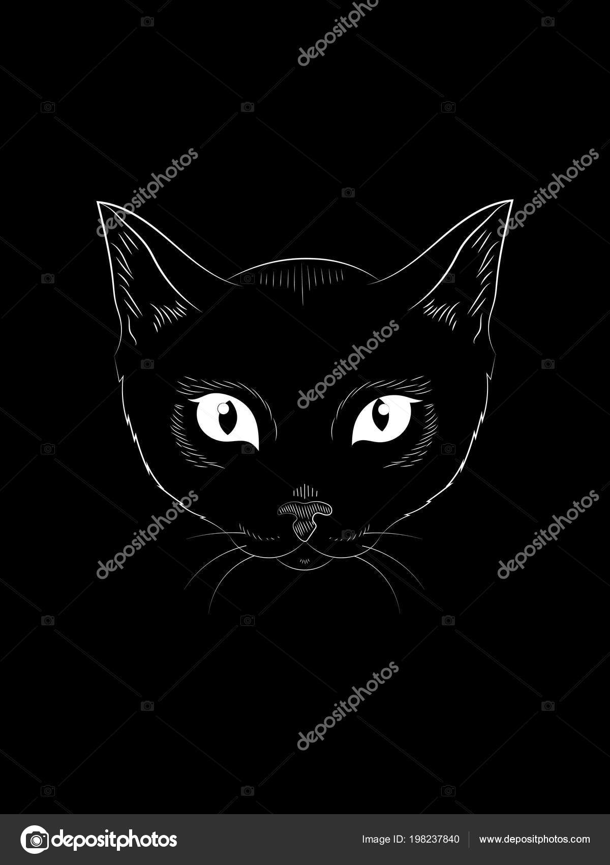 photo Simple Cat Face Silhouette https depositphotos com 198237840 stock illustration white simple line silhouette cute html