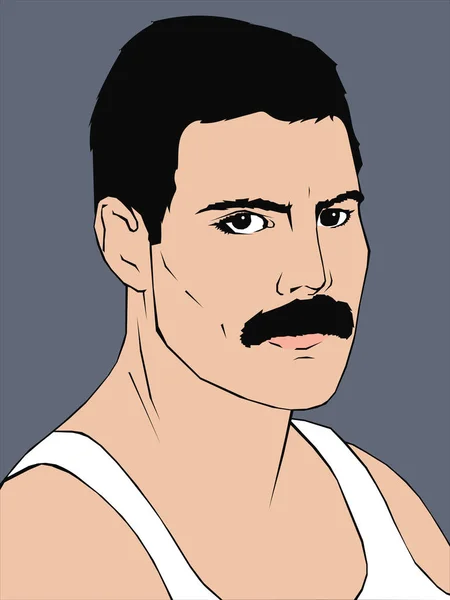 Janeiro 2019 Retrato Colorido Freddie Mercury Apenas Uso Editorial — Fotografia de Stock