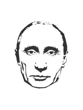  19 Şubat 2019: Devlet başkanı Vladimir Putin başkanı, siyah ve beyaz çizim, eps 8, editoryal biricik kullanma